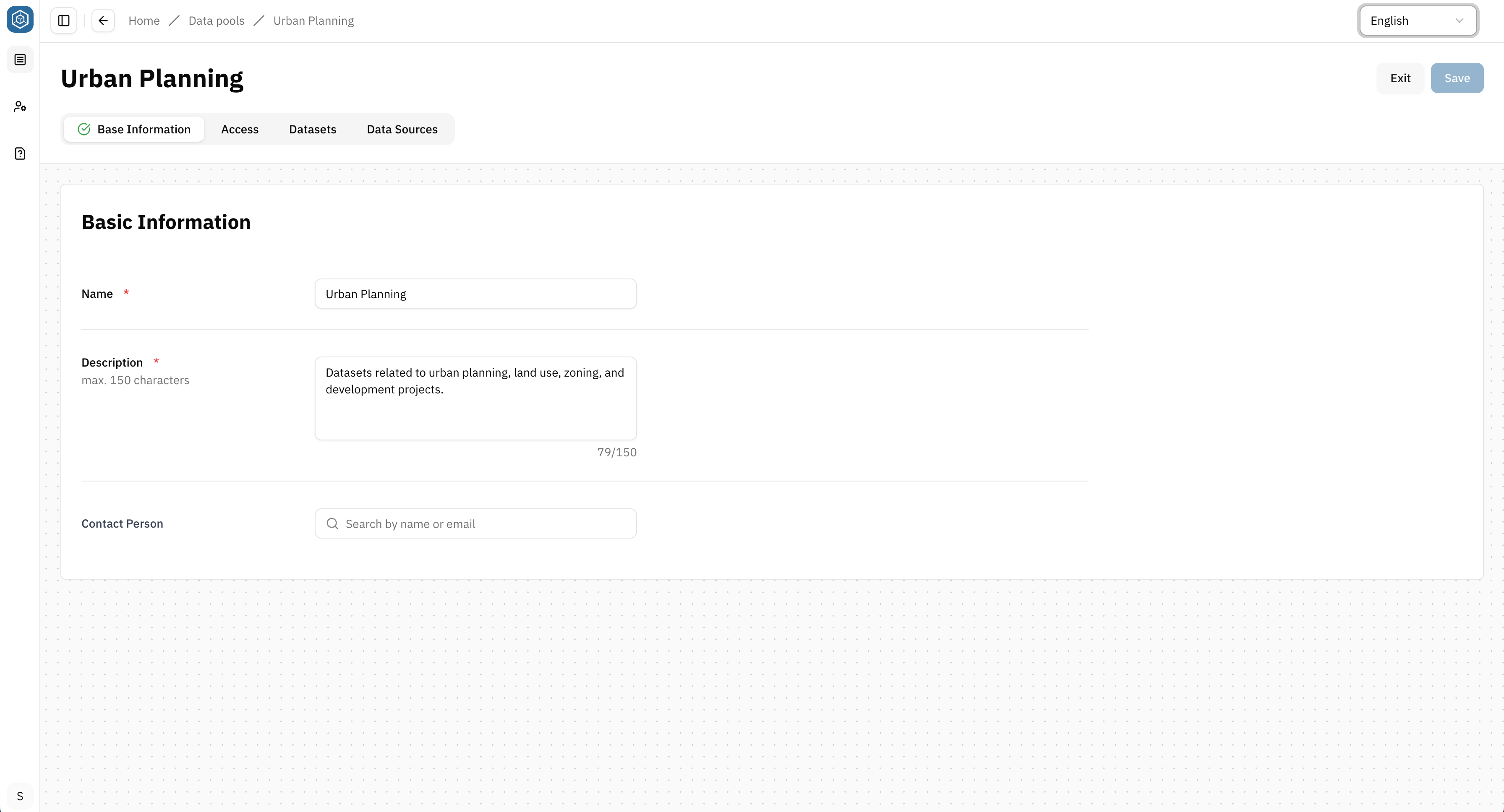 Screenshot: Create a Datapool