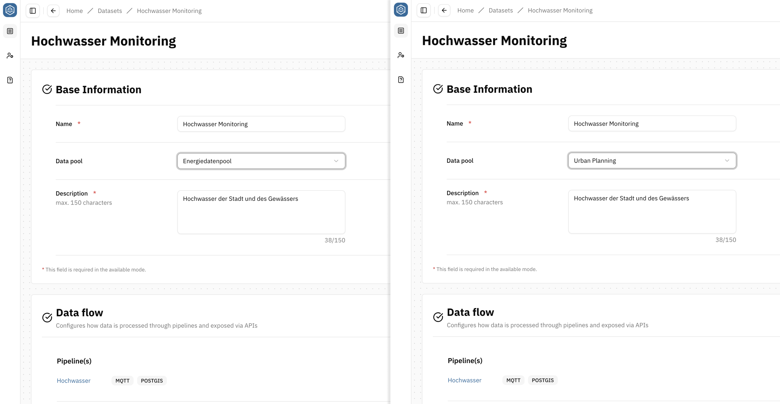 Screenshot: Select a Datapool