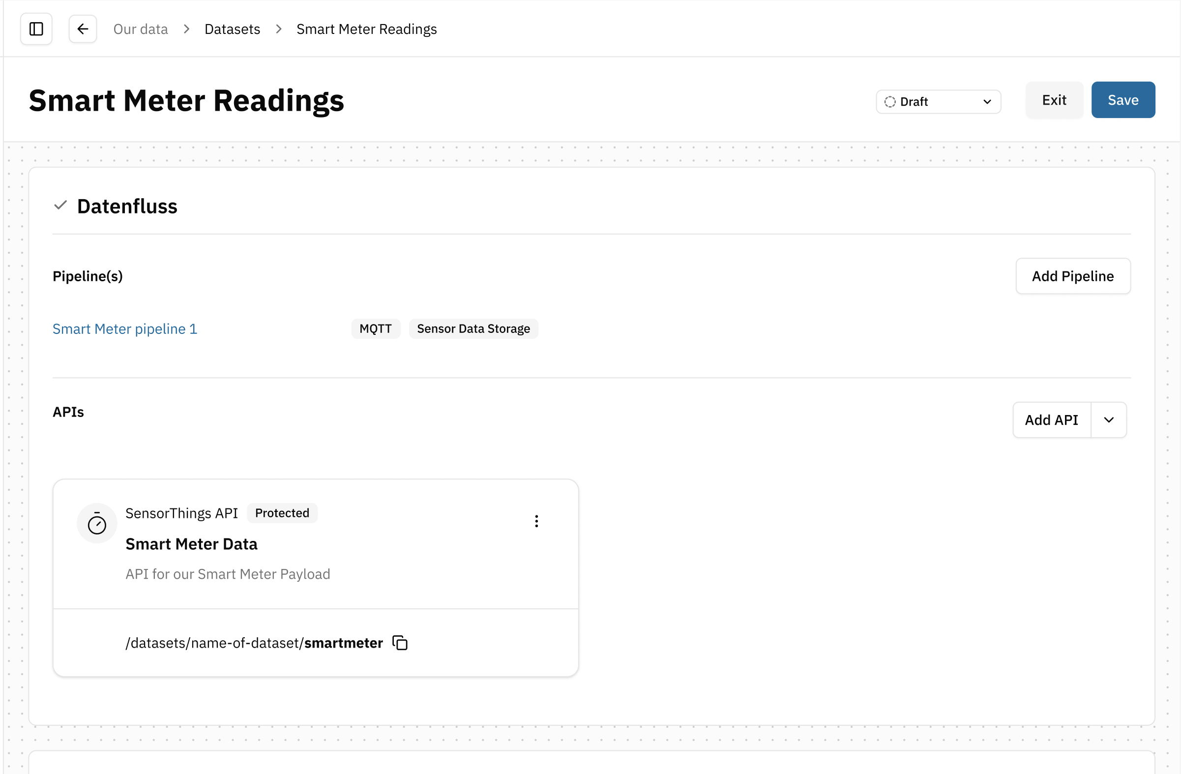 Screenshot: Data Flow section with API URL highlighted