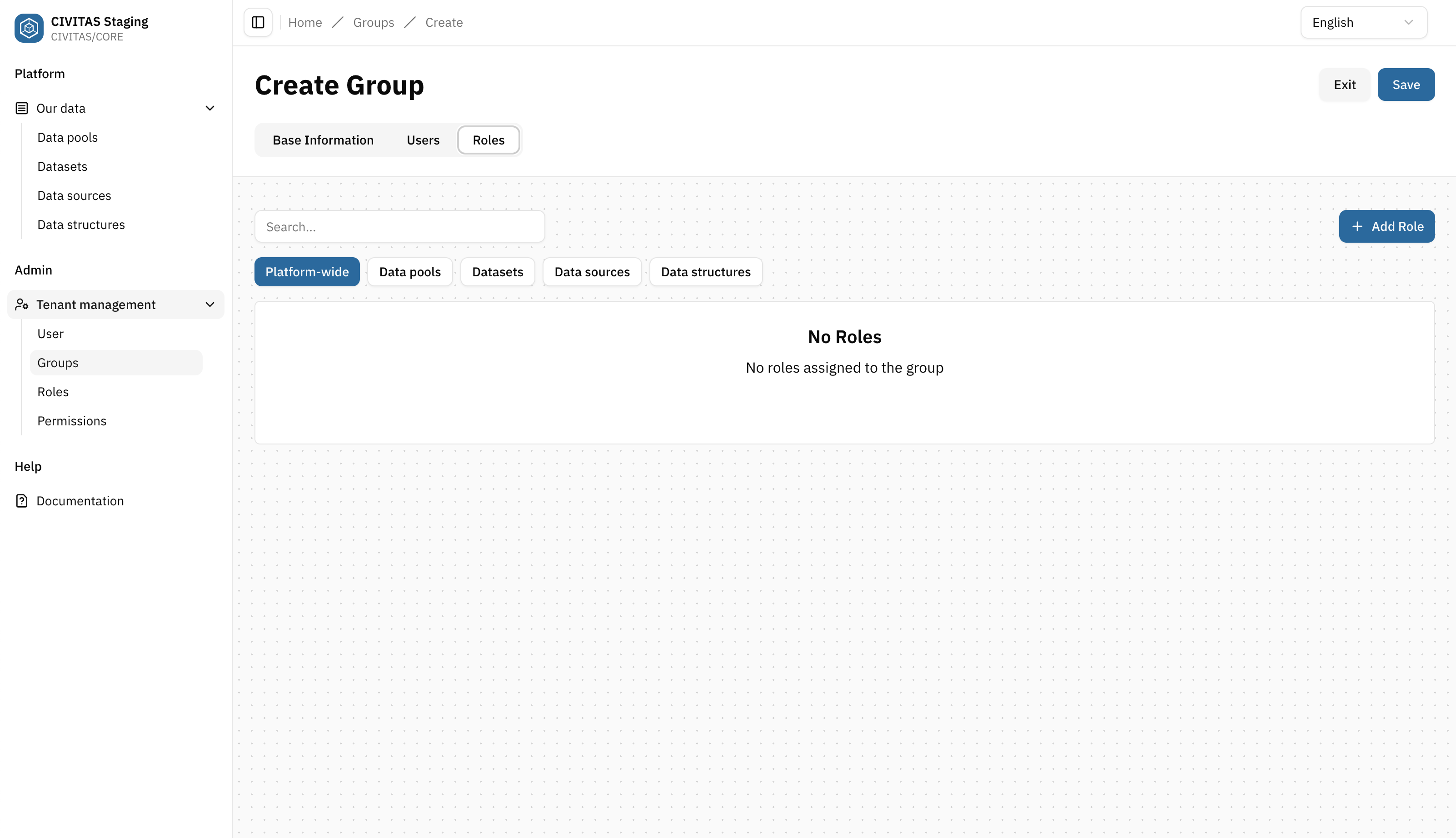 Screenshot: Tenant Management assignment