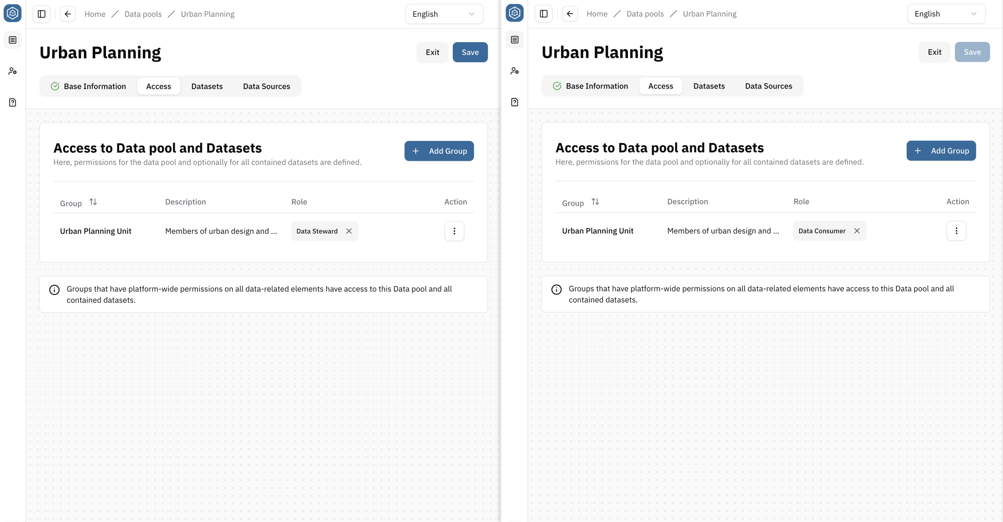 Screenshot: Datapool Access