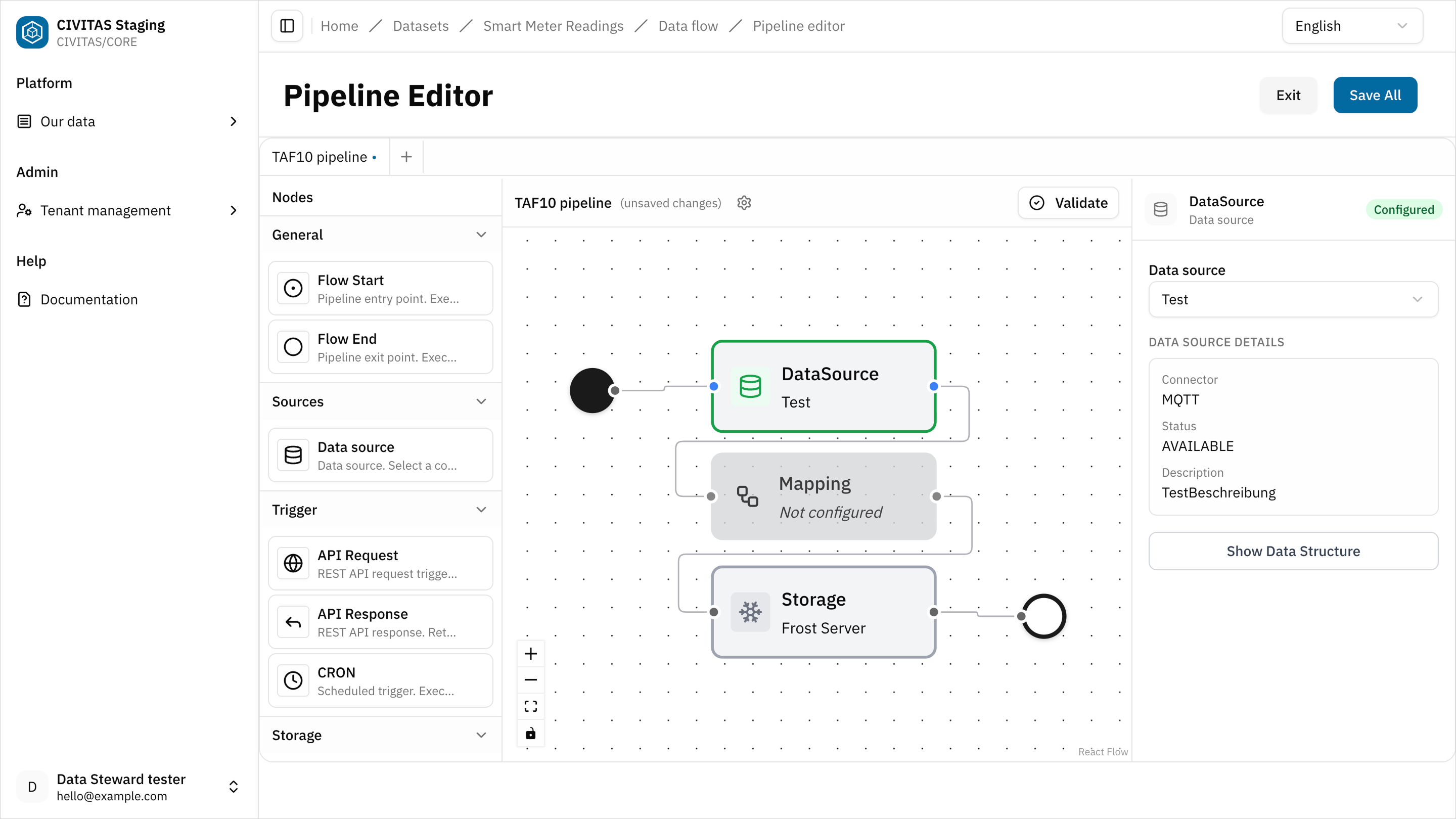 Screenshot: node configuration panel