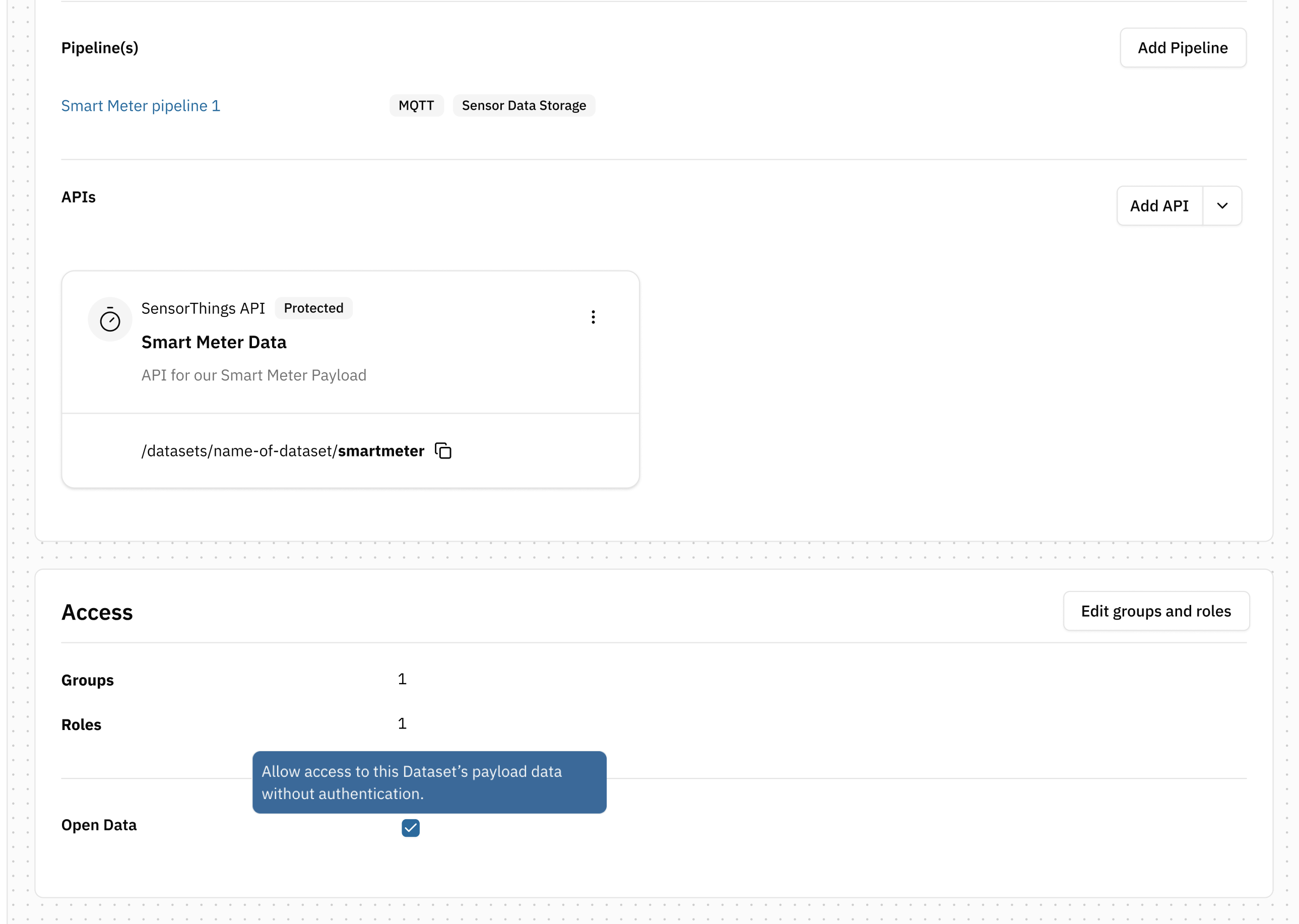 Screenshot: Open Data checkbox